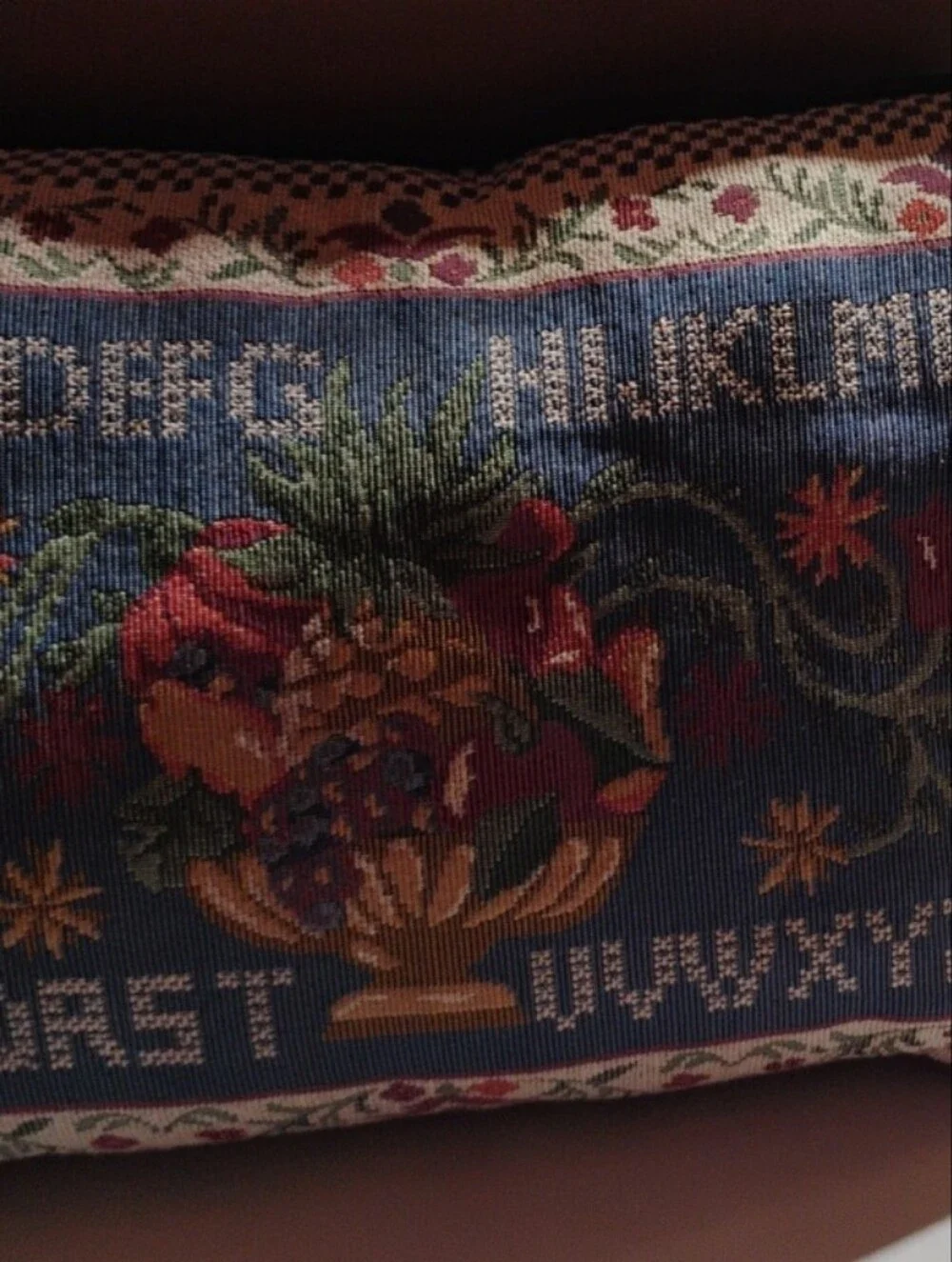 Decorative Blue Floral Needlepoint Throw Pillow - Unbranded